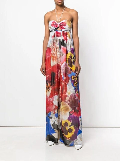 Shop Roberto Cavalli Floral Print Jumpsuit In Multicolour