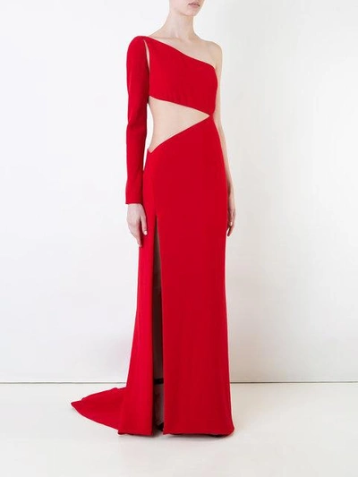 Shop Romona Keveza One Sleeve Column Gown - Red