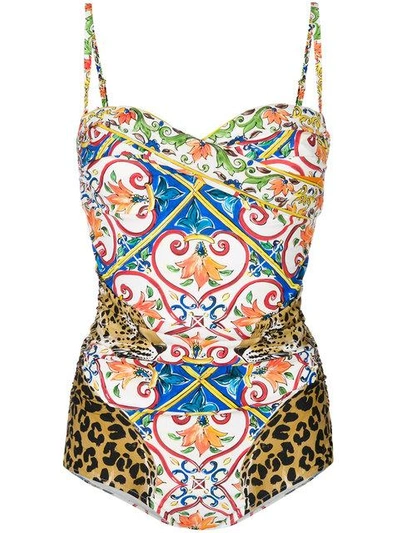 Shop Dolce & Gabbana All-over Print Swimsuit - Multicolour
