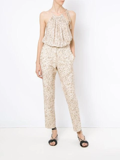 Shop Andrea Marques Printed Skinny Trousers In Neutrals