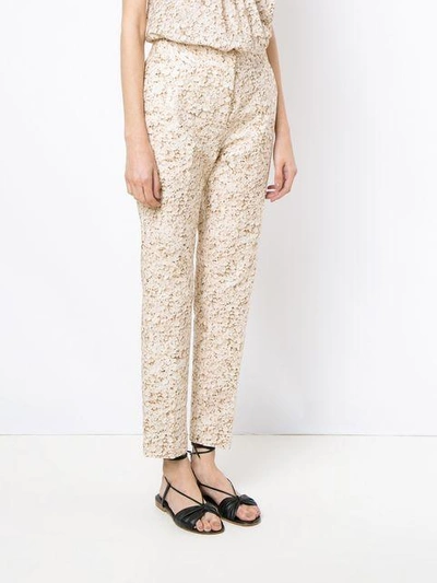 Shop Andrea Marques Printed Skinny Trousers In Neutrals