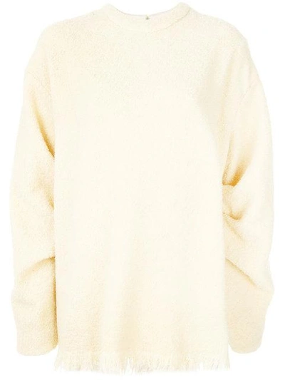 Shop Victoria Beckham Fluffy Texture Oversized Sweatshirt In Neutrals