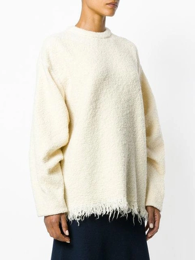 Shop Victoria Beckham Fluffy Texture Oversized Sweatshirt In Neutrals