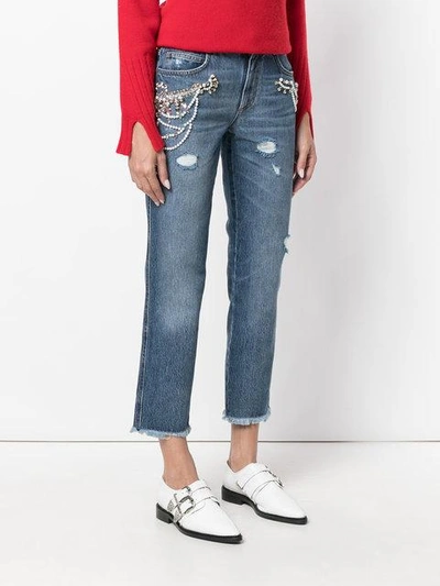 Shop Ermanno Scervino Cropped Fitted Jeans In Blue