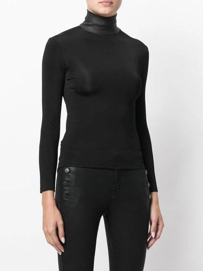 Shop Helmut Lang Leather Neck Top In Black