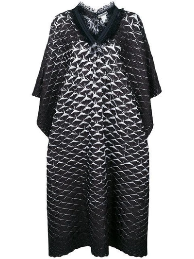 Shop Issey Miyake Frayed Neck Oversized Dress In Black