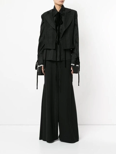 Shop Ann Demeulemeester Long Slit Detail Skirt In Black