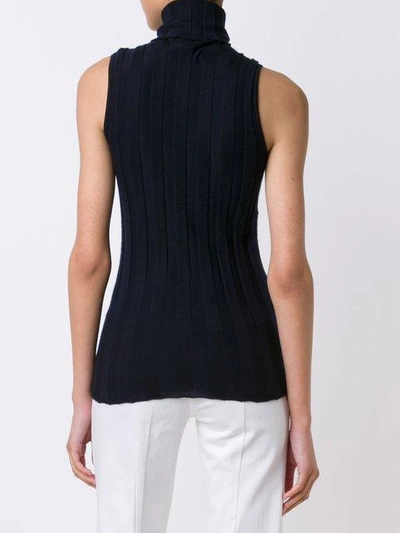 Shop Derek Lam Elle Ribbed Sleeveless Turtleneck In Blue