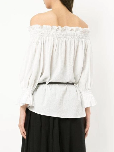 Shop Roarguns Off The Shoulder Ruched Detail Blouse In White