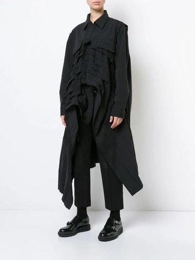 Shop Yohji Yamamoto Pleated Coat In Black