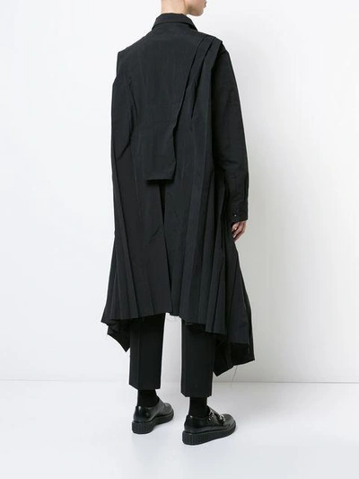 Shop Yohji Yamamoto Pleated Coat In Black