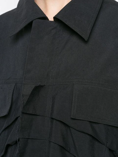 Shop Yohji Yamamoto Pleated Coat In Black