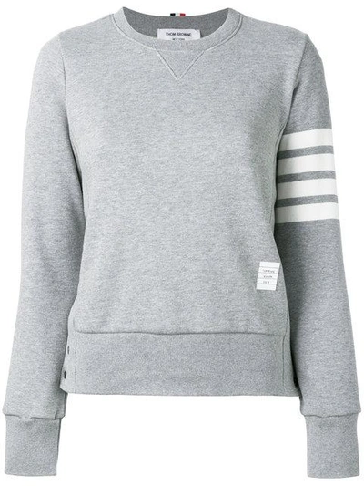 Shop Thom Browne Four-bar Stripe Cotton Sweatshirt In Grey