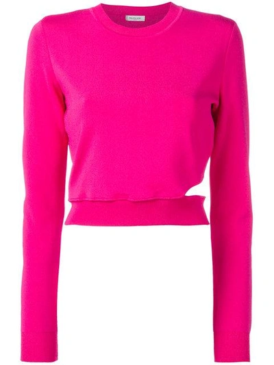 Shop Mugler Cut-out Cropped Jumper In 3504 Cheeky Pink