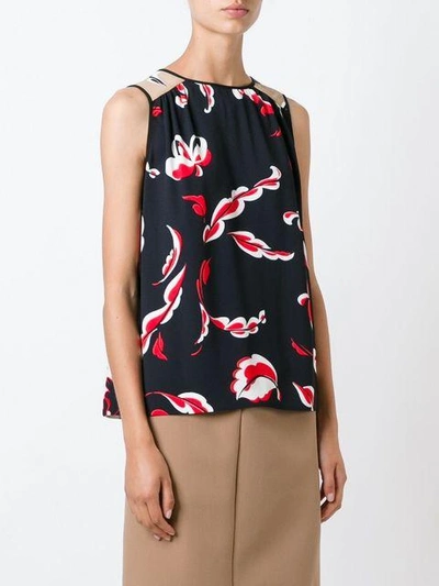 Shop Msgm Top Mit Floralem Print In Black