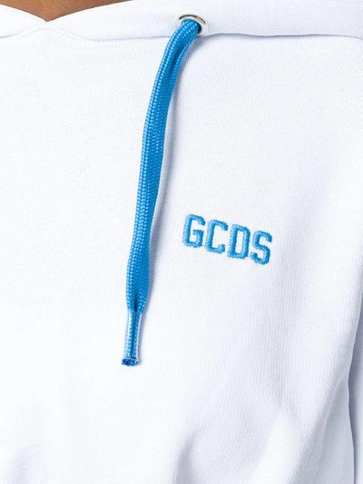 Shop Gcds Cropped Logo Hoodie In White