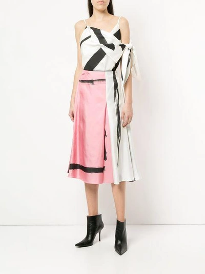 Shop Christopher Esber Painterly Stripe Colour Block Skirt In Pink