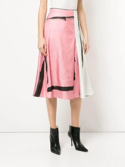 Shop Christopher Esber Painterly Stripe Colour Block Skirt In Pink