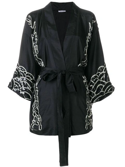 Shop P.a.r.o.s.h . Embroidered Wrap Jacket - Black