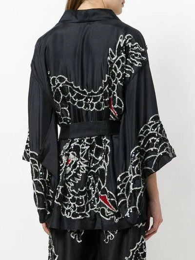 Shop P.a.r.o.s.h . Embroidered Wrap Jacket - Black