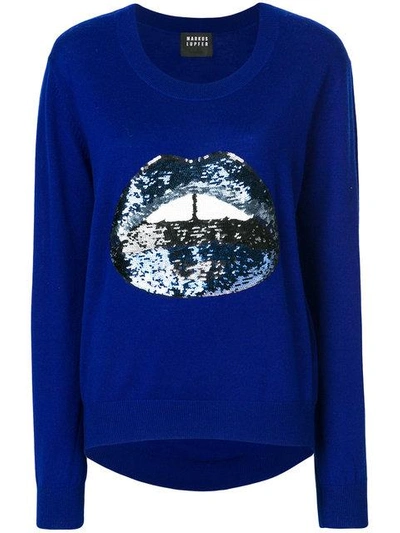 Shop Markus Lupfer Lara Lip Sequin Sweater - Blue