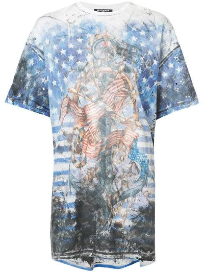 Shop Balmain U.s.a. Print T-shirt In Multicolour