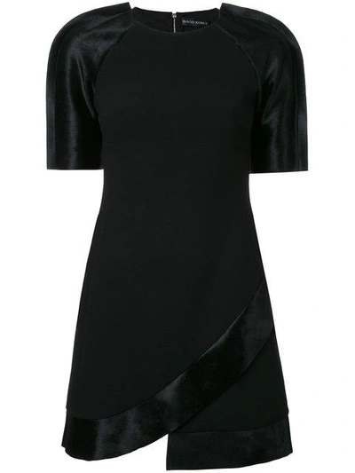 Shop David Koma Contrast Sleeve Dress In Black