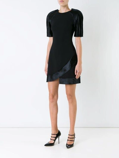 Shop David Koma Contrast Sleeve Dress In Black