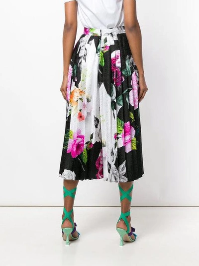 Shop Off-white Floral Pleated Skirt - Black