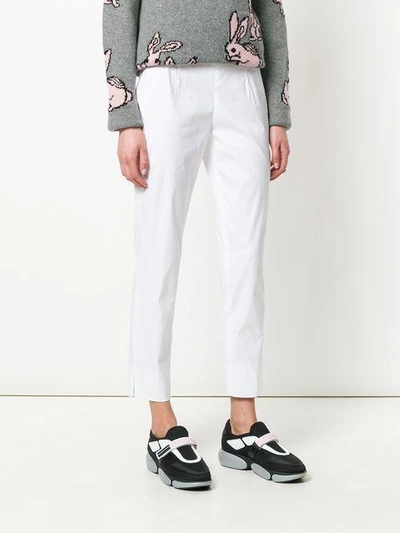 Shop Prada Classic Tapered Trousers - White