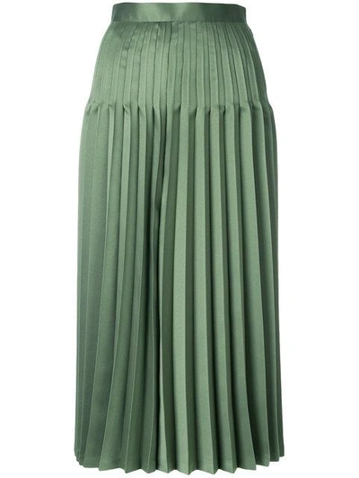 Shop Junya Watanabe High Waist Pleated Midi Skirt In Green