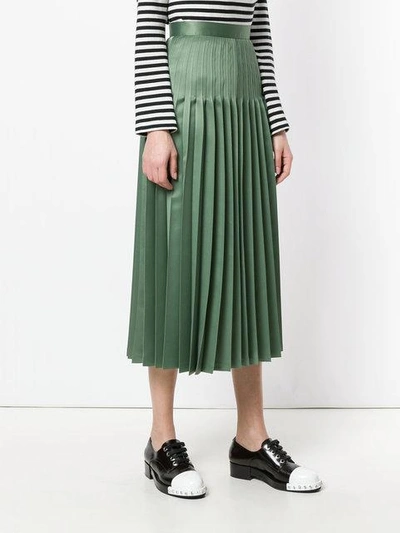Shop Junya Watanabe High Waist Pleated Midi Skirt In Green
