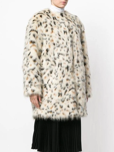 Shop Msgm Leopard Print Coat In White
