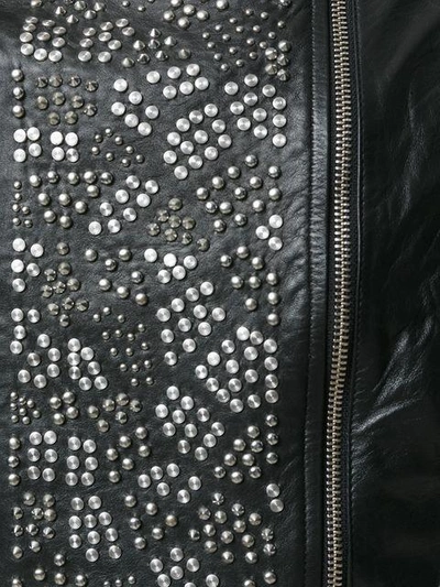 Shop Versace Jeans Studded Biker Jacket In Black