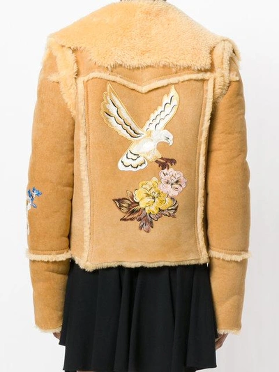 Shop Coach Eagle Raggedy Shearling Jacket In Toffee