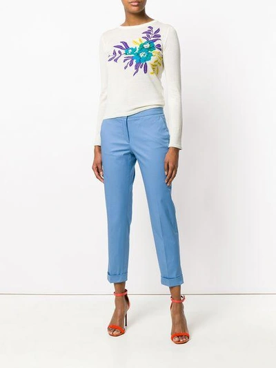 Shop Etro Cropped Tailored Trousers In Blue