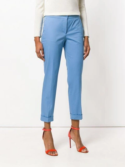 Shop Etro Cropped Tailored Trousers In Blue