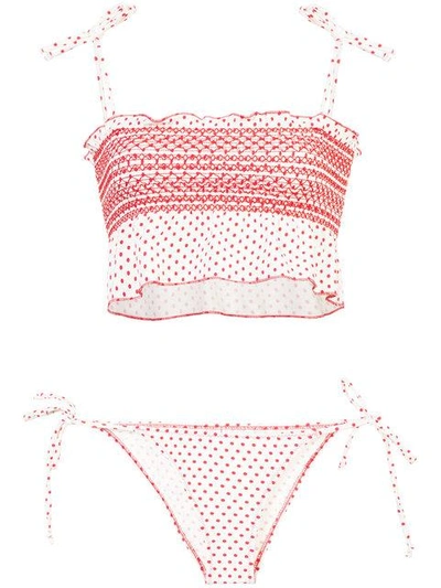 Shop Lisa Marie Fernandez Triangle String Bikini Set - Red