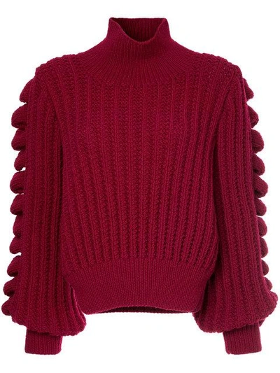 Shop Liya Hand Knitted Turtleneck Jumper In Red