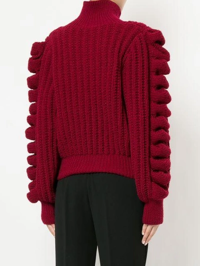 Shop Liya Hand Knitted Turtleneck Jumper In Red
