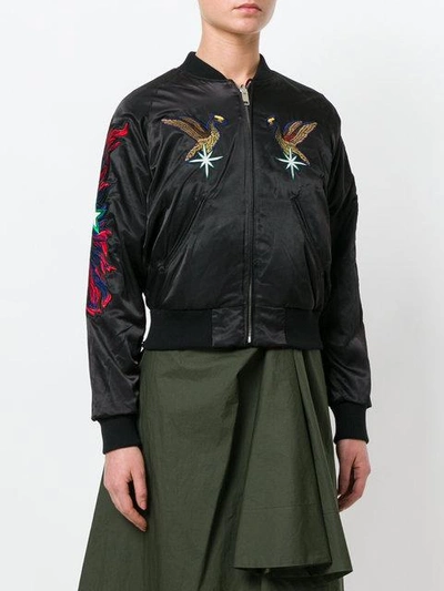 Shop Diesel Embroidered Bomber Jacket - Black