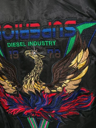 Shop Diesel Embroidered Bomber Jacket - Black