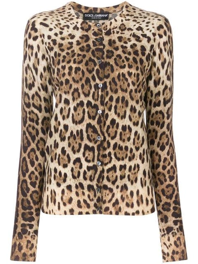 Shop Dolce & Gabbana Leopard Print Cardgian In Neutrals