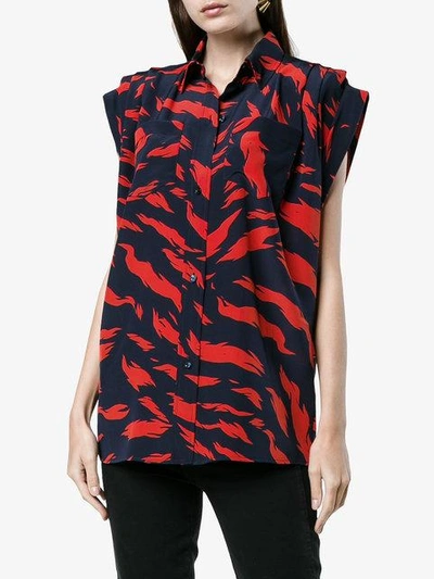 Shop Givenchy Tiger Print Shirt In Blue