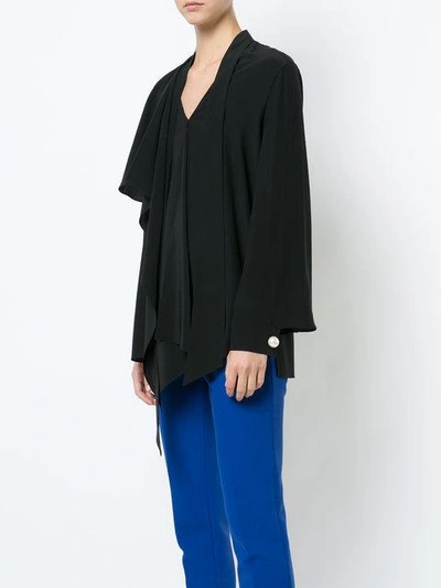 Shop Fendi Asymmetric Layered Blouse In Black
