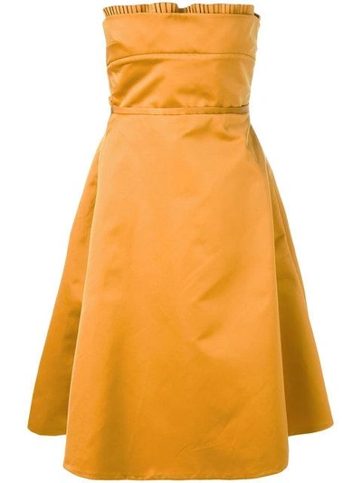 Shop Rochas A-line Pleated Dress - Metallic