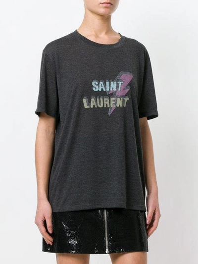 Shop Saint Laurent Lightning Bolt T-shirt In Grey
