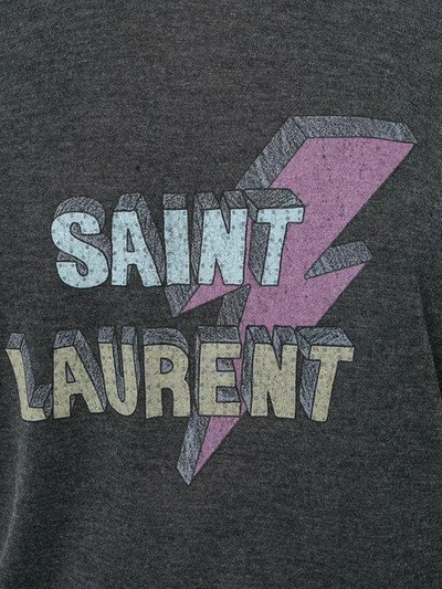 Shop Saint Laurent Lightning Bolt T-shirt In Grey