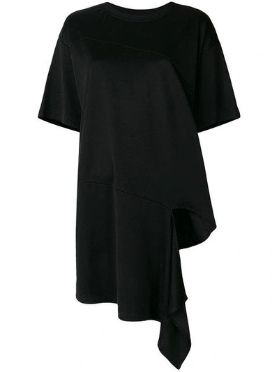 Shop Mm6 Maison Margiela Draped One Shoulder T-shirt - Black