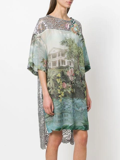 Shop Antonio Marras Printed High Low Mini Dress In Blue